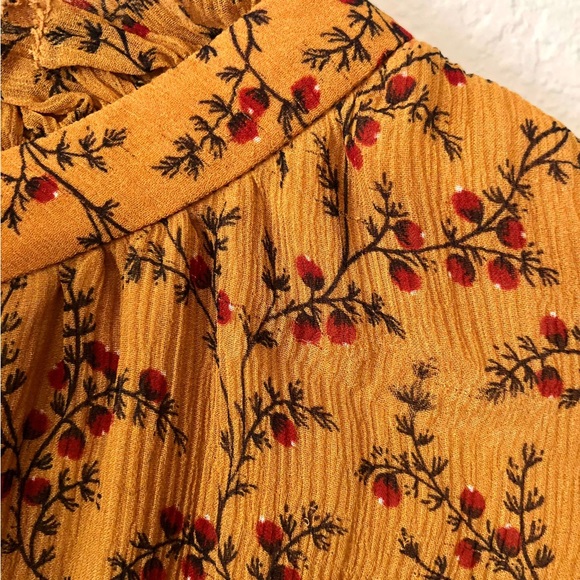 Jonathan Simkhai 100% silk chiffon yellow blouse Large - Picture 6 of 8